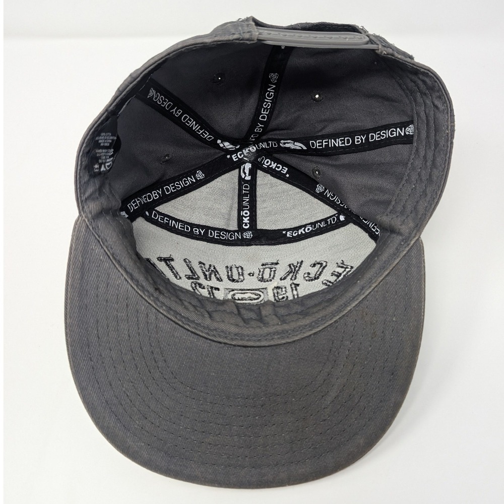 Ecko Unltd Gray Flat Brim Snapback Hat Y2K Vintage Rhino Logo 1972 - Picture 11 of 16